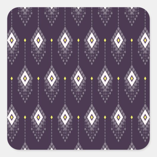 イカットシャンデリア模様：ヴィンテージ繊維デザイン スクエアシール (正面)