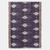 イカットシャンデリア模様:ヴィンテージ繊維デザイン スローブランケット (正面縦)