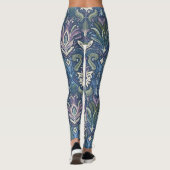 イカットシームレスパターンブルー、グリーン、ベージュ調和 レギンス (裏面)