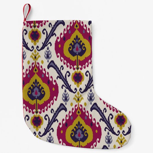 イカットシームレスパタ伝統的ーン スモールクリスマスストッキング (正面)