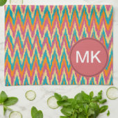 イカットジグザグリデザインスパイスカラー キッチンタオル (折り畳み)