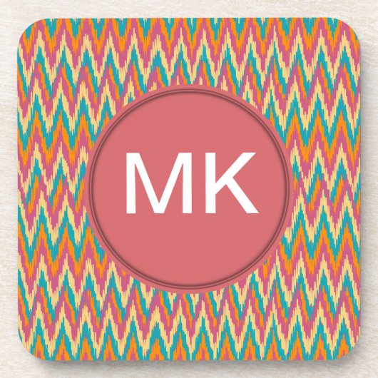 イカットジグザグリデザインスパイスカラー コースター (正面)