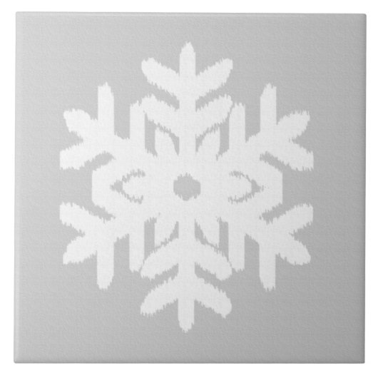 イカットスノーフレーク – シルバーグレーと白 タイル (正面)