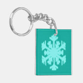 イカットスノーフレーク – ターコイズとアクア キーホルダー (正面左)