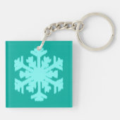 イカットスノーフレーク – ターコイズとアクア キーホルダー (裏面)