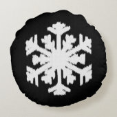 イカットスノーフレーク – 白黒 ラウンドクッション (裏面)