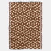 イカットダイヤモンド – チョコレートブラウンとクリーム スローブランケット (正面縦)