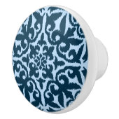 イカットダマスクパターン – ダークインディゴとライトブルー セラミックノブ (右)
