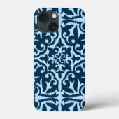 イカットダマスクパターン – ダークインディゴとライトブルー Case-Mate iPhoneケース (裏面)