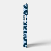 イカットダマスクパターン – ダークインディゴとライトブルー Case-Mate iPhoneケース (裏面 / 右)