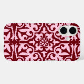 イカットダマスクパターン – ブルゴーニュとピンク Case-Mate iPhoneケース (裏面 (横))