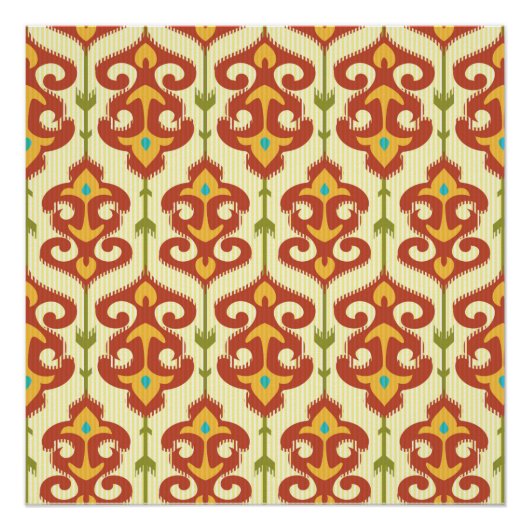 イカットダマスクパターン ポスター (正面)