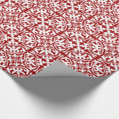 イカットダマスクパターン – 暗赤と白色 ラッピングペーパー (角)