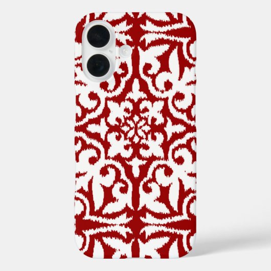イカットダマスクパターン – 暗赤と白色 Case-Mate iPhoneケース (裏面)