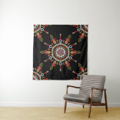 イカットダマスクレッドグリーンヴィンテージ タペストリー (インサイチュ(横))