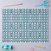 イカットトライバルパターンティール（緑がかった色）ブルーギリシャ鍵デコパージュ 薄葉紙 (クラフト)