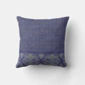 イカットネイビーグレイヴィンテージインスパイアトバルアートパターン クッション (裏面)