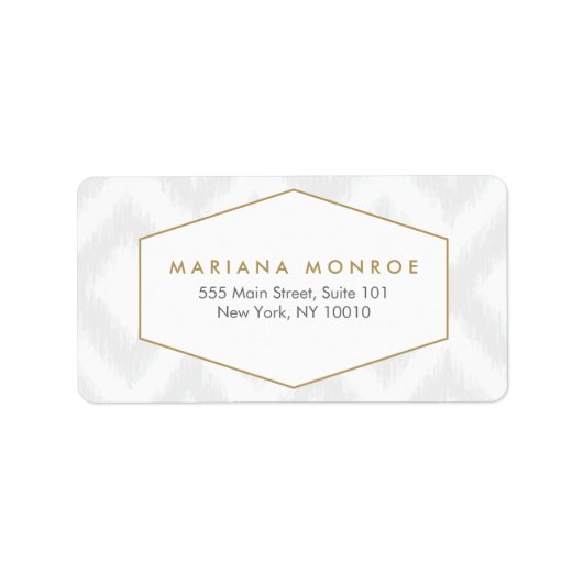 イカットパターン(グレーデザイナー住所 シール) ラベル (正面)