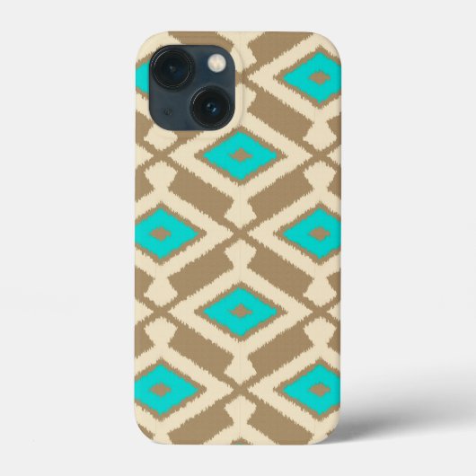 イカットパターン – ターコイズ、トープ、ベージュ Case-Mate iPhoneケース (裏面)