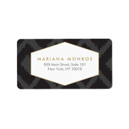 イカットパターン(ダークグレーデザイナー住所 シール) ラベル