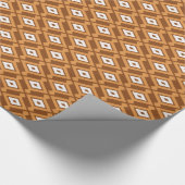 イカットパターン-ブラウン、錆およびクリーム ラッピングペーパー (角)