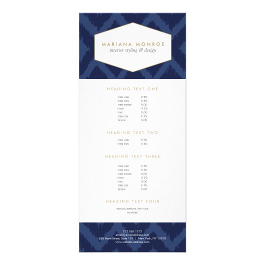 イカットパターン（ブルーデザイナーラックカード） ラックカード (正面)