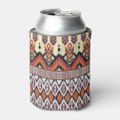 イカットパターン：民族幾何学デザイン。 缶クーラー (缶正面)