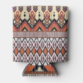 イカットパターン:民族幾何学デザイン。 缶クーラー (正面)