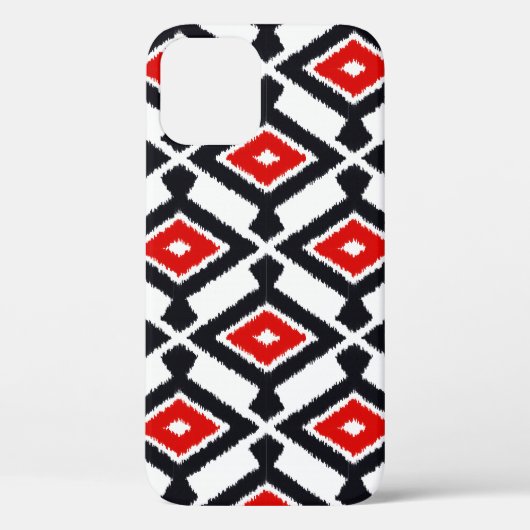 イカットパターン – 濃い赤、黒と白 Case-Mate iPhoneケース (裏面)
