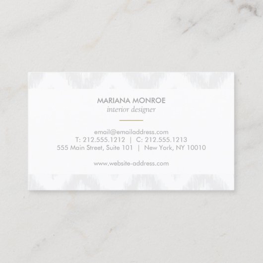 イカットパターン（灰色/白のデザイナー名刺） 名刺 (裏面)