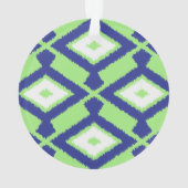 イカットパターン – 緑、藍色、白 オーナメント (裏面)