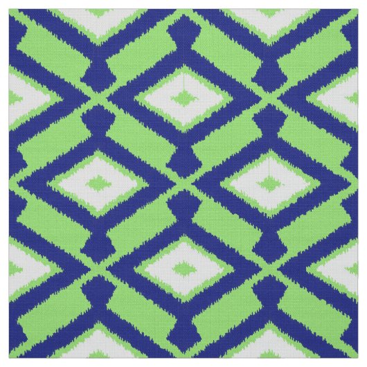 イカットパターン – 緑、藍色、白 ファブリック (見本)