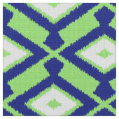 イカットパターン – 緑、藍色、白 ファブリック (クローズアップ)