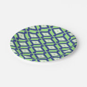 イカットパターン – 緑、藍色、白 ペーパープレート (アングル)