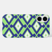 イカットパターン – 緑、藍色、白 Case-Mate iPhoneケース (裏面 (横))