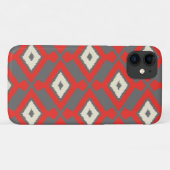 イカットパターン – 赤、灰色、ベージュ Case-Mate iPhoneケース (裏面(横))