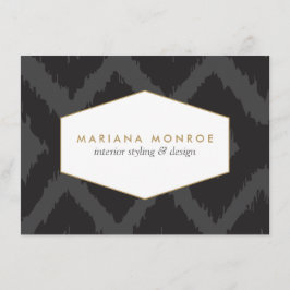 イカットパターンinダークグレーデザイナーフラットノテカード ノートカード