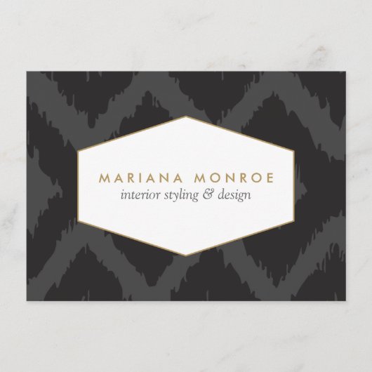 イカットパターンinダークグレーデザイナーフラットノテカード ノートカード (正面)