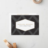 イカットパターンinダークグレーデザイナーフラットノテカード ノートカード (正面/裏面インサイチュ)