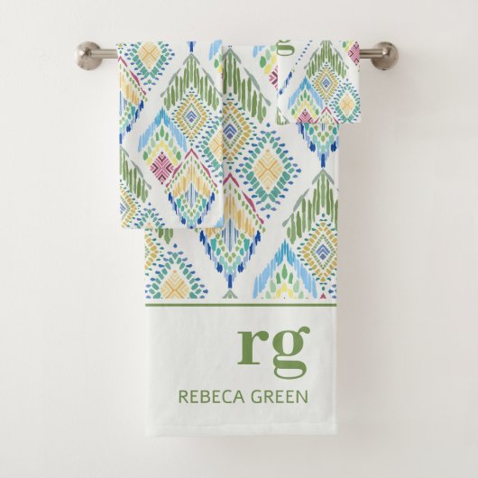 イカットフローラシームレスパターンモノグラモダンム バスタオルセット (インサイチュ)