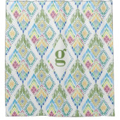 イカットフローラシームレスパターン シャワーカーテン (正面)