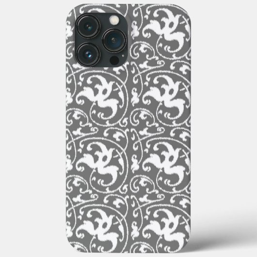 イカットフローラダマスク – グレー/グレーと白 Case-Mate iPhoneケース (裏面)