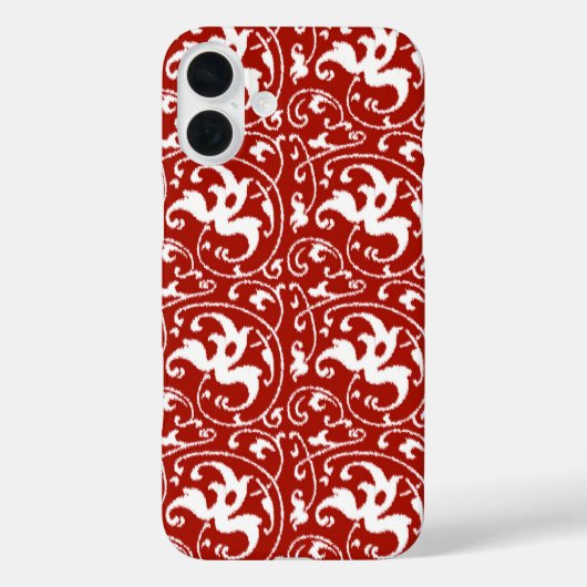 イカットフローラダマスク-濃赤と白色 Case-Mate iPhoneケース (裏面)