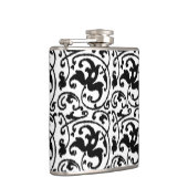イカットフローラダマスク – 白と黒 フラスク (右)