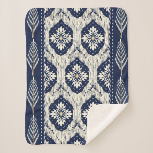 イカットフローラペイズリーパターン シェルパブランケット (正面)