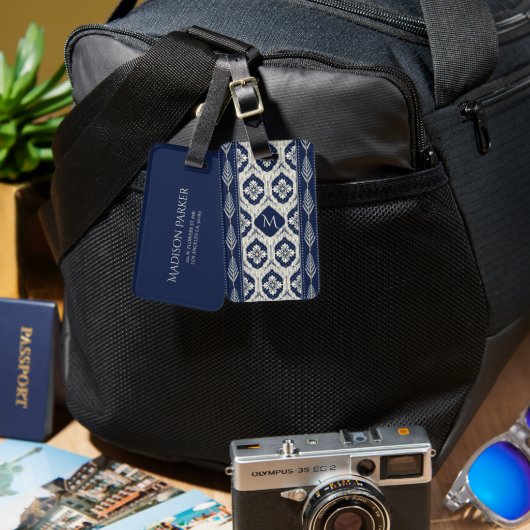 イカットフローラペイズリーパターン ラゲッジタグ (正面&裏面)