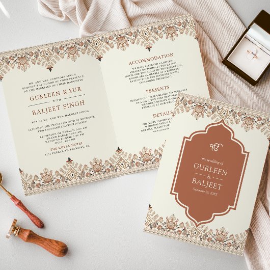 イカットボーダー オールインワン Anand Karaj シク教結婚式 招待状
