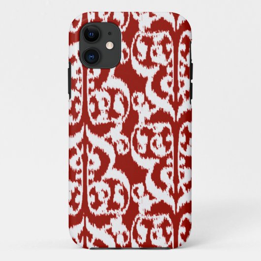 イカットムーリッシュダマスク – 暗赤と白色 Case-Mate iPhoneケース (裏面)