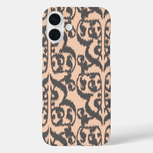 イカットムーリッシュダマスク – 桃と木炭グレー Case-Mate iPhoneケース (裏面)