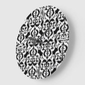イカットムーリッシュダマスク – 白と黒 ラージ壁時計 (傾斜)